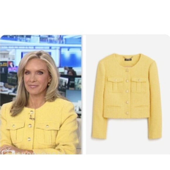 J.Crew Yellow Tweed Cropped Jacket 18 Women Classic Chanel Style Button Front - Picture 2 of 14